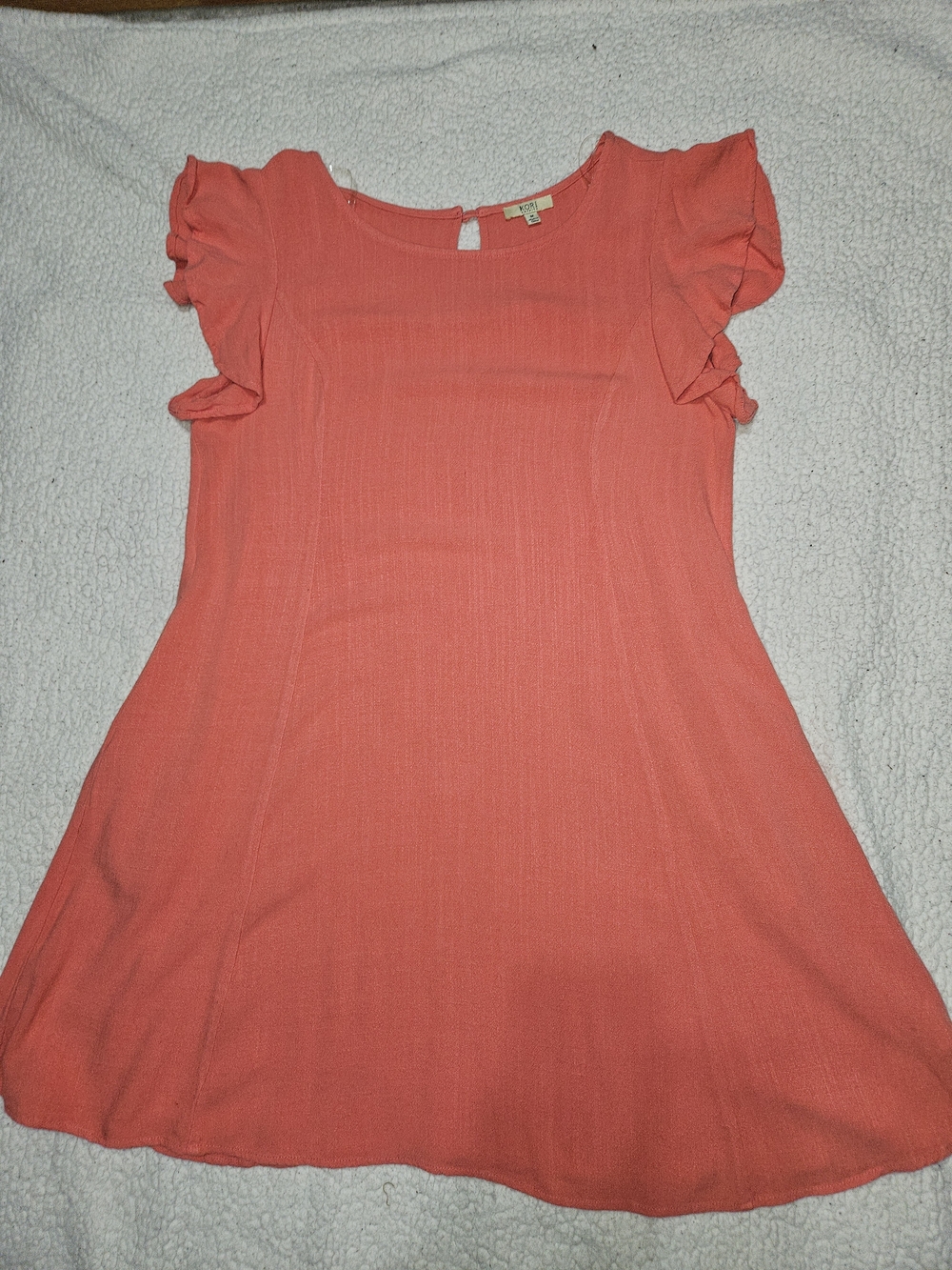 Kori Coral Flutter Sleeve Midi Dress